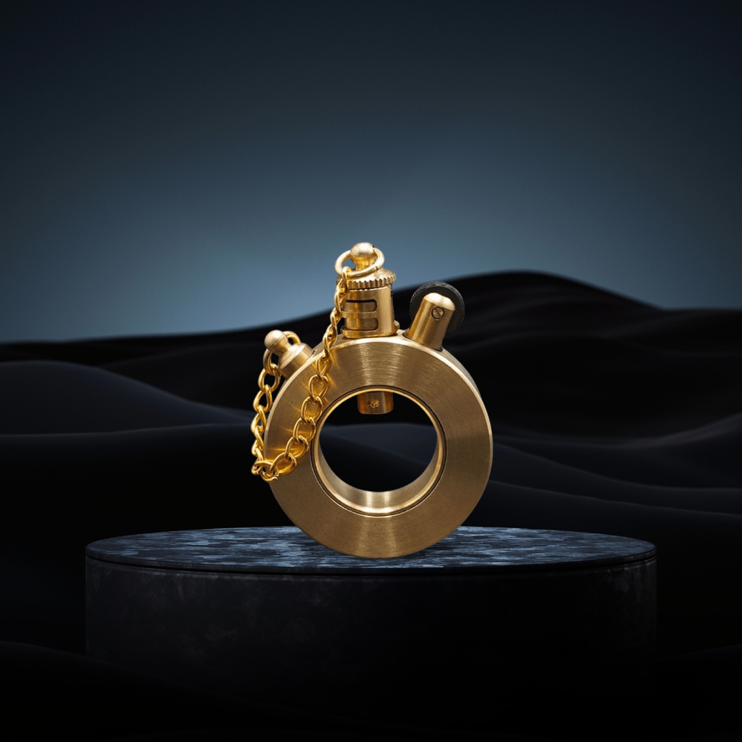 Smoke King Hollow Ring Design Retro Brass Trench Lighter Soft Flame, Refillable Wheel Kerosene Lighter