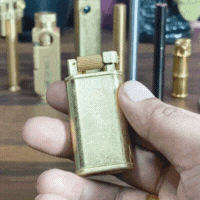 Vintage Brass Kerosene Lighter Lift Arm Retro Design, Covered Windproof Flame, Antique Style Lighter for Men (Bronze) animation