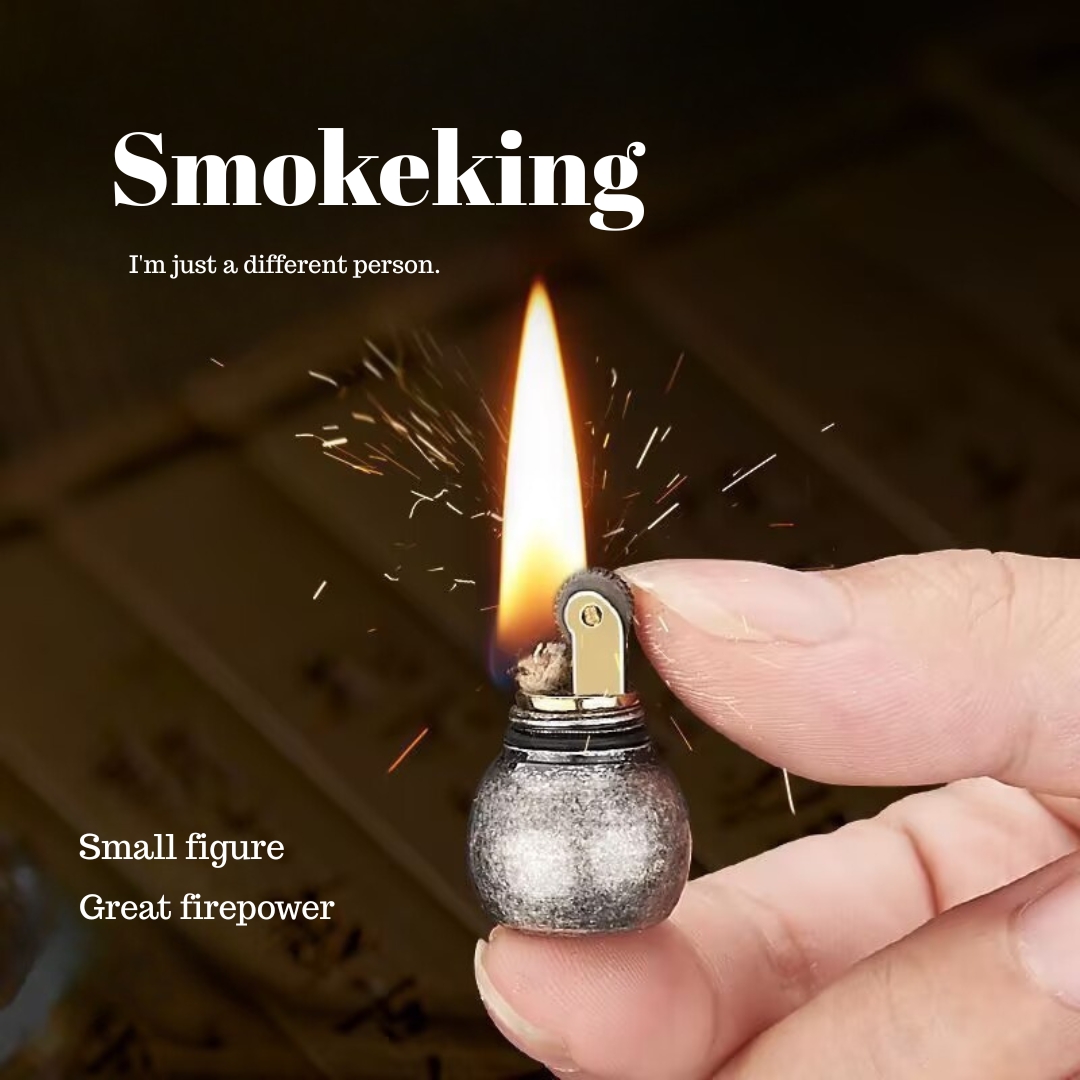 Smoke King Unique Vintage Silver Trench Mini Lighter | Refillable, Portable, Windproof | Ideal Gifts for Men | High-End Pocket Watch Design