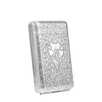 Smoke King Silver Metal Cigarette Case | Stylish Retro Design | 16 King Size Cigarettes | Compact Pocket Case | Gift Pouch