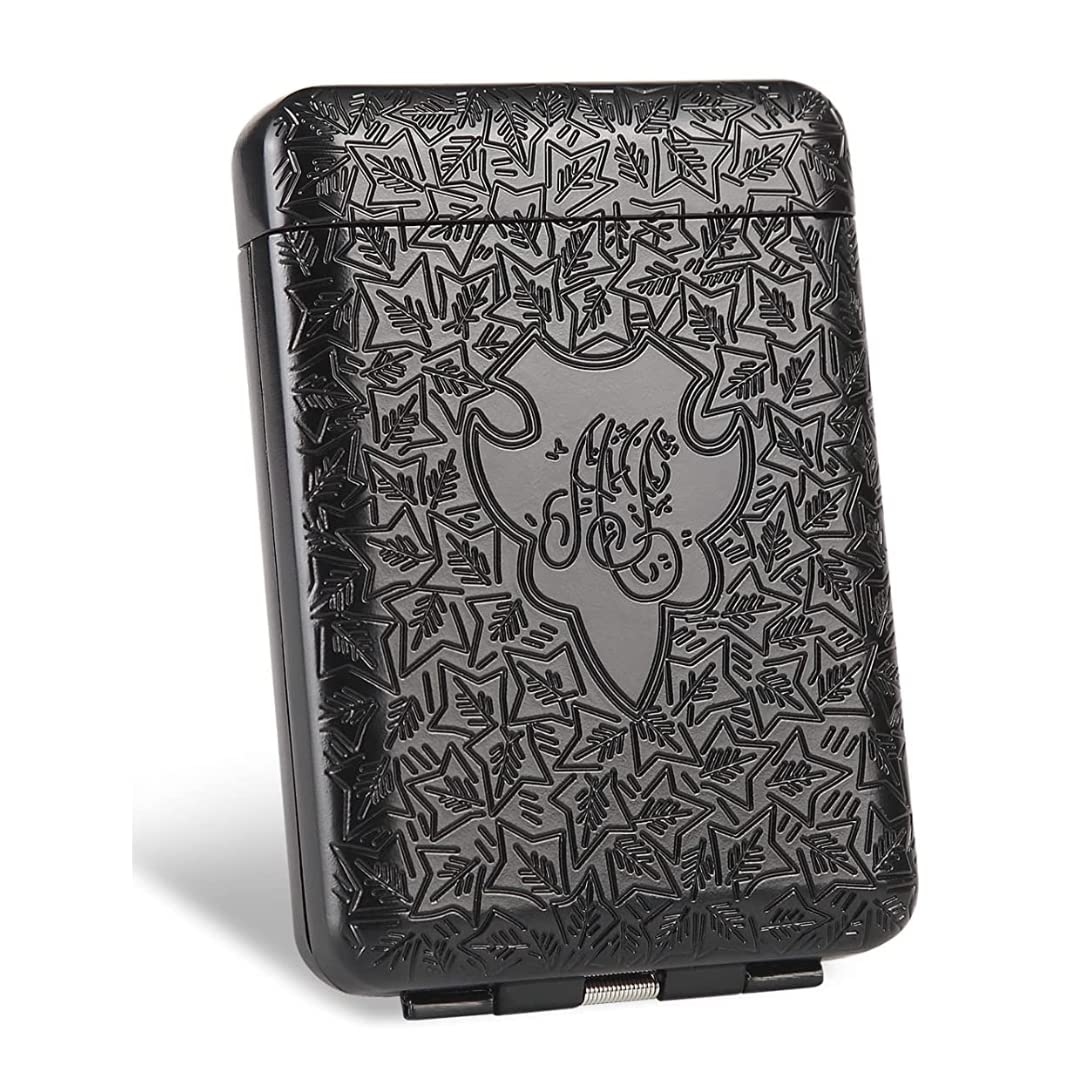 Smoke King Black Metal Cigarette Case | Modern Retro Design | Portable 16 King Size Cigarette Holder | Pocket Case with Gift Pouch