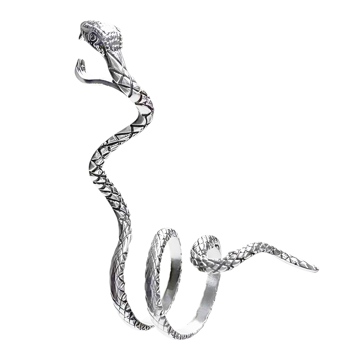 Smoke King Silver Snake Finger Cigarette Holder Ring | Adjustable Copper Blunt Holder | Hands-Free Smoking Accessory | Fits 8mm Cigarettes | Unisex Gift