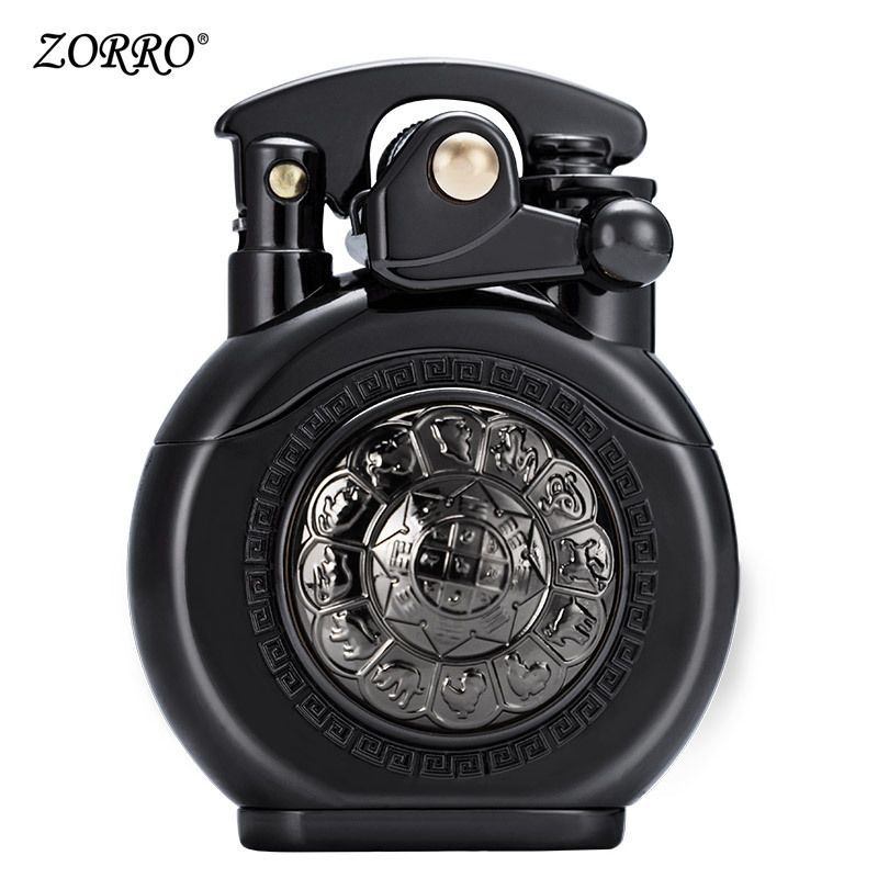 Smoke King Spinner Premium Refillable Cigarette Lighter – Perfect for Gifting | Zorro Lift Arm Soft Flame Pocket Lighter |Gift for Men (Fuel Not Included)