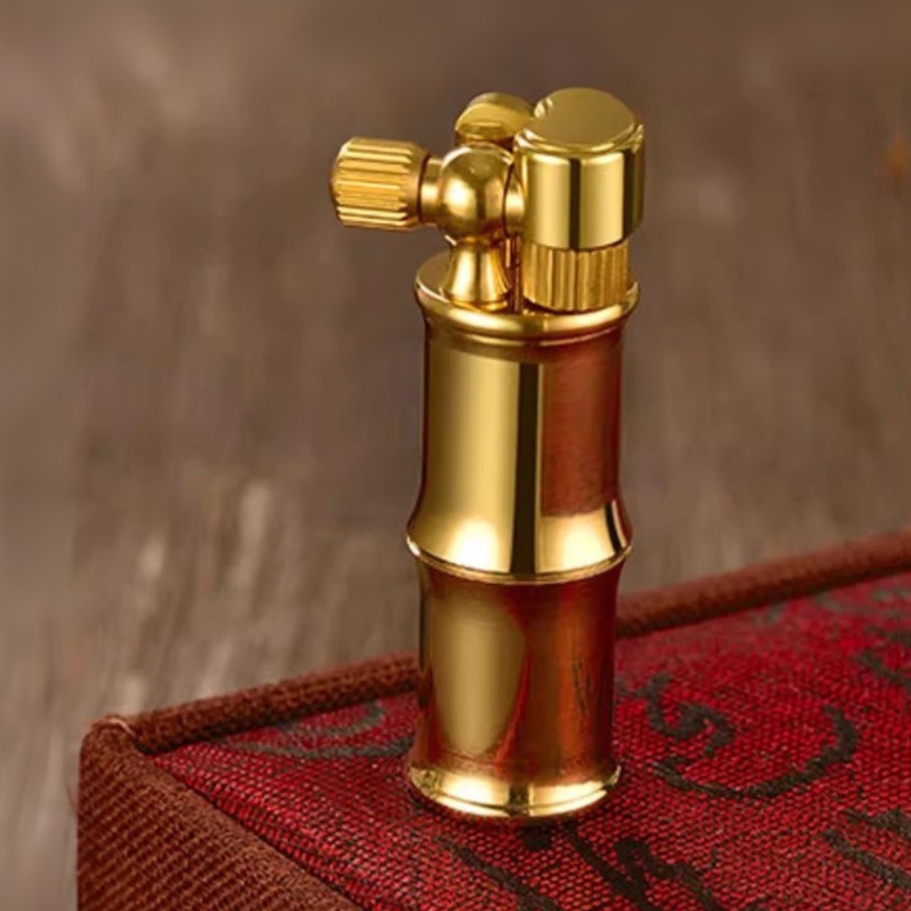 SmokeKing Vintage Windproof Trench Kerosene Lighter – Brass & Copper Alloy, Leak-Resistant, Collector-Ready Bamboo Design (Fuel Not Included)
