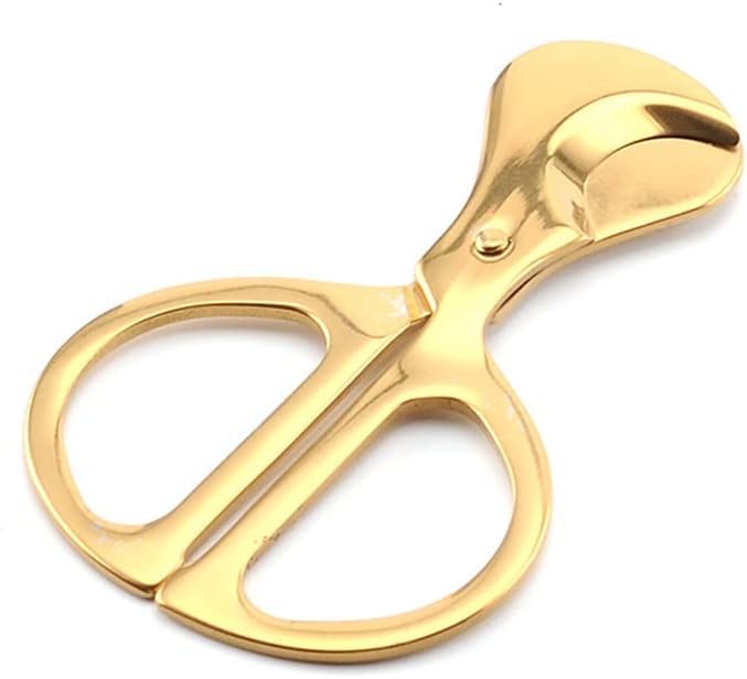 Smoke King Gold Stainless Steel Cigar cutter Scissors Style – Double Blade Cutter with Round Handle, Precision Straight Cut Tool for Cigars – Luxury Portable Cigar Accessory for Men